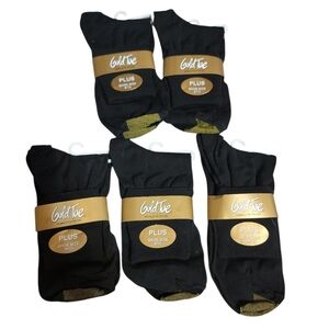 Gold Toe Womens Black Anklets Plus New Dress Socks Lot Of 5 10-12 New